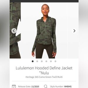lululemon on Define Jacket, Nulu, sz 8, NWT